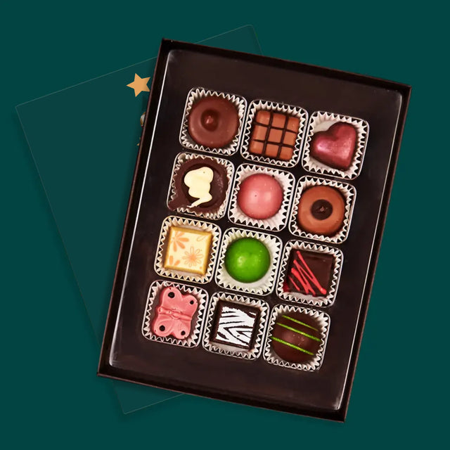 Fotocollage: Kerstboom, Kerstballen - Pralines