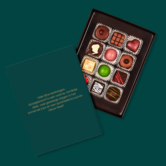 Fotocollage: Kerstboom, Kerstballen - Pralines