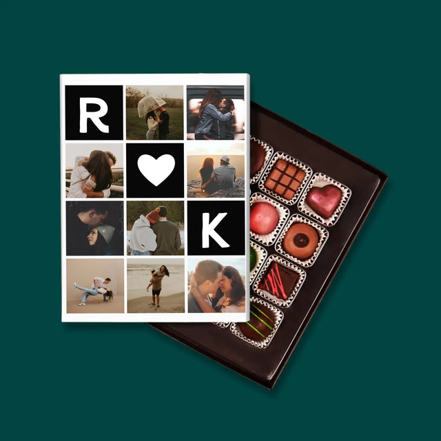 Fotocollage: Liefde Monogram Met Foto'S - Pralines