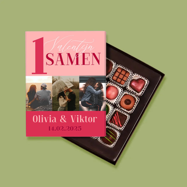 Fotocollage: Eerste Valentijn Samen - Pralines