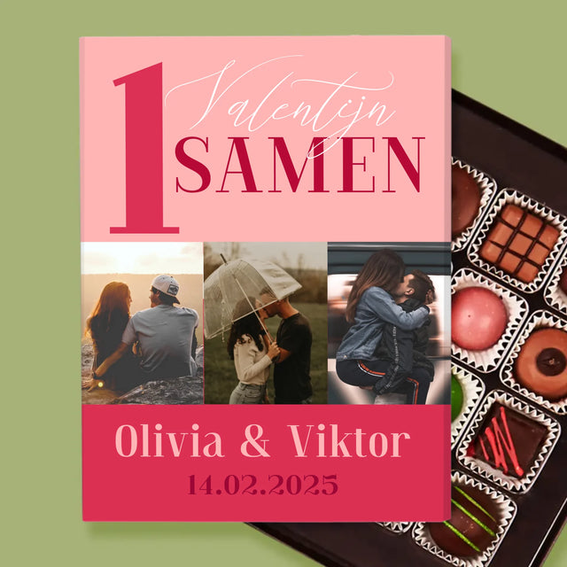 Fotocollage: Eerste Valentijn Samen - Pralines