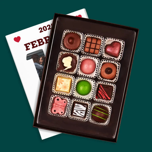 Woord Van Foto'S: Valentijnsdag Kalenderblad - Pralines