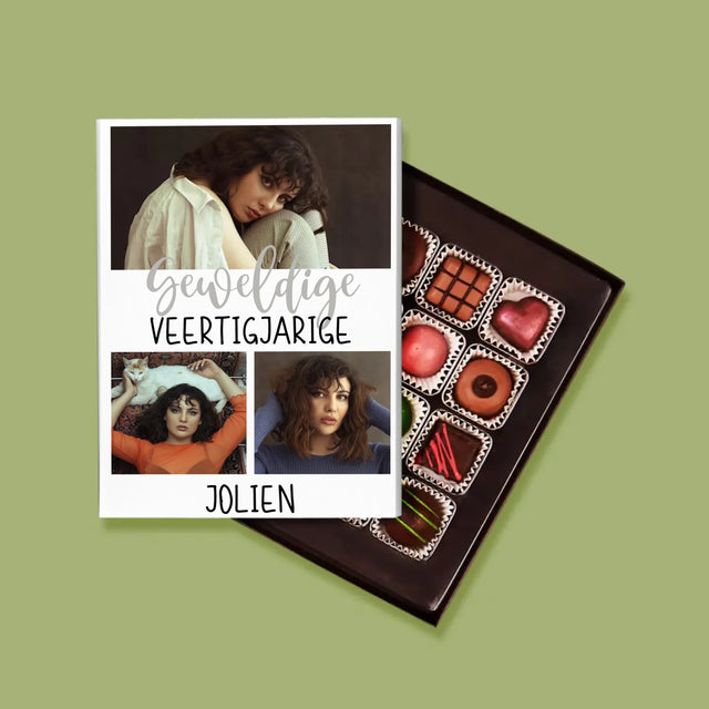 Fotocollage: Geweldige Veertigjarige, Vrouw - Pralines