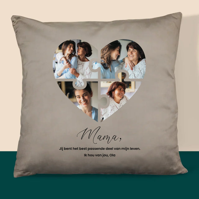 Fotocollage: Puzzel Hart, Voor Mama - Kussen