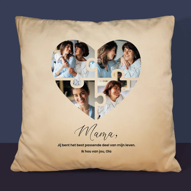 Fotocollage: Puzzel Hart, Voor Mama - Kussen