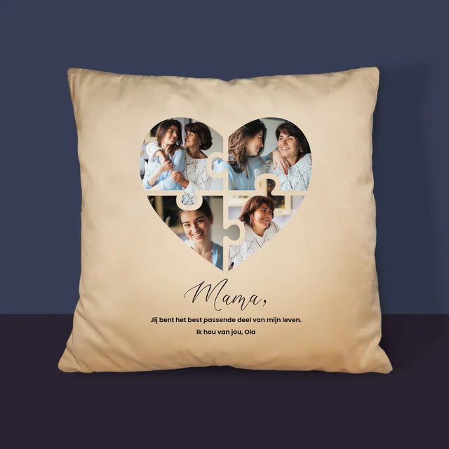 Fotocollage: Puzzel Hart, Voor Mama - Kussen