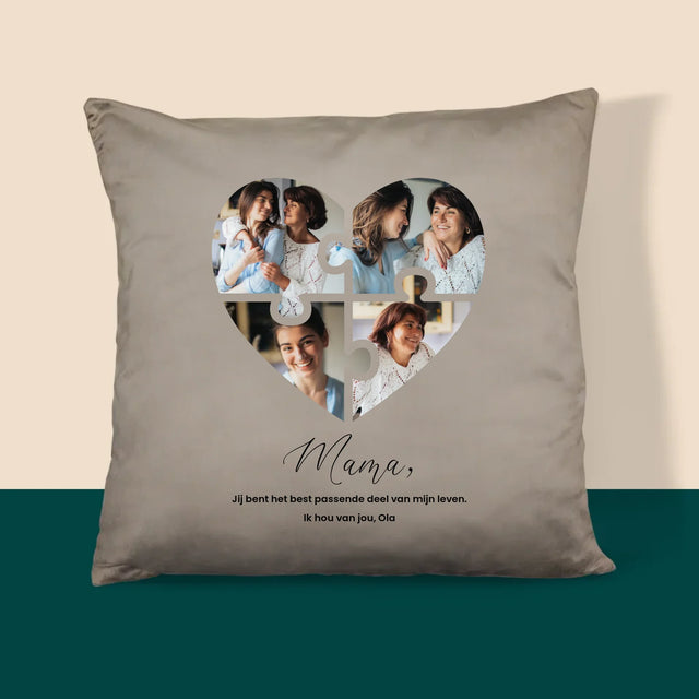 Fotocollage: Puzzel Hart, Voor Mama - Kussen