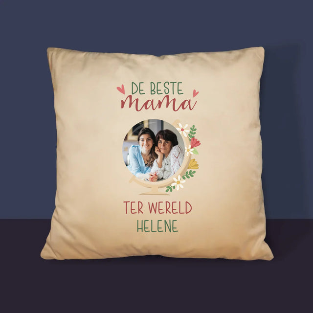 Foto En Handtekening: De Beste Mama Ter Wereld - Kussen