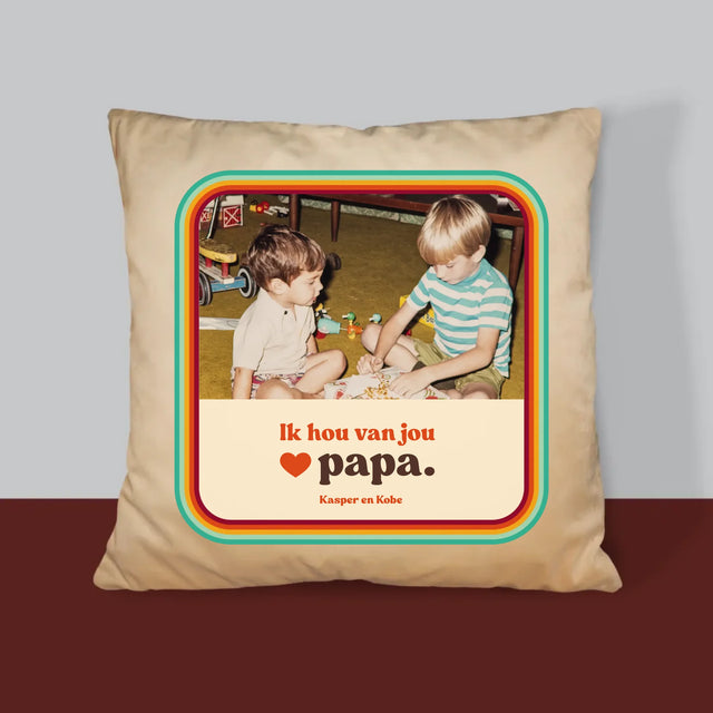 Foto En Handtekening: Ik Hou Van Jou Papa - Kussen