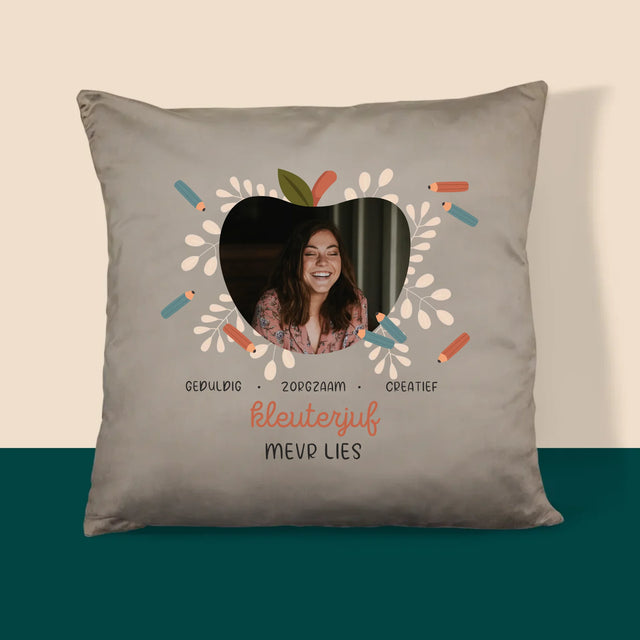 Foto En Handtekening: Kleuterjuf - Kussen