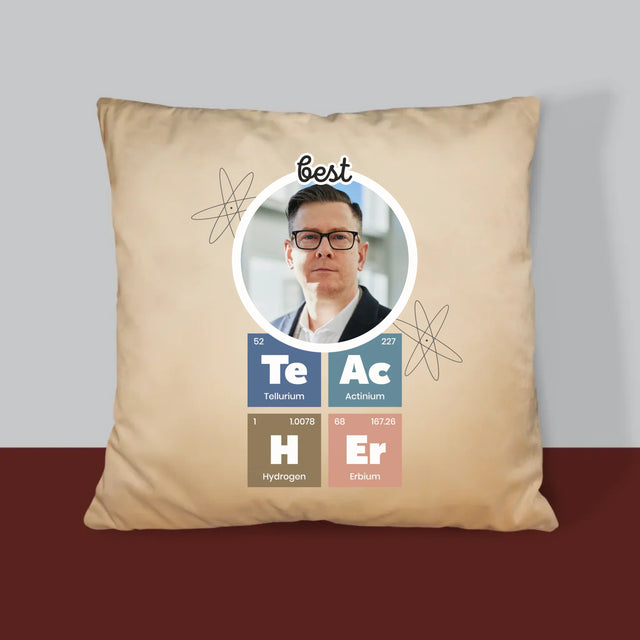 Foto En Handtekening: Teacher Chemische Elementen - Kussen