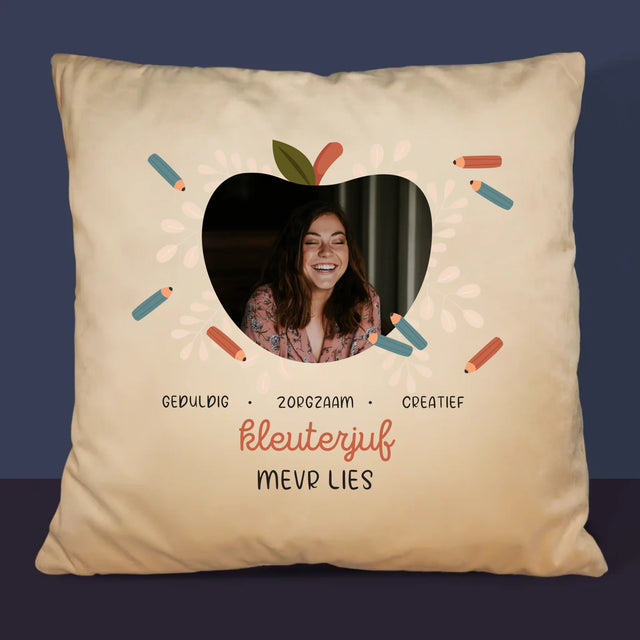 Foto En Handtekening: Kleuterjuf - Kussen