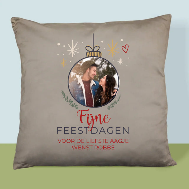 Foto En Handtekening: Fijne Feestdagen Kerstbal - Kussen