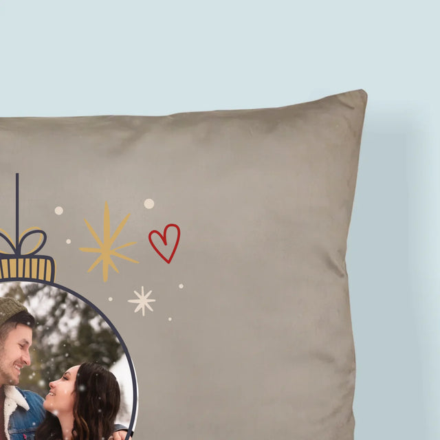 Foto En Handtekening: Fijne Feestdagen Kerstbal - Kussen