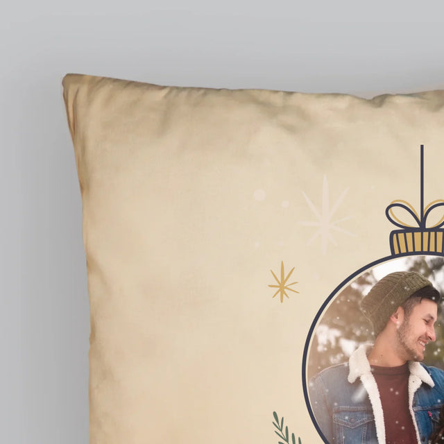 Foto En Handtekening: Fijne Feestdagen Kerstbal - Kussen