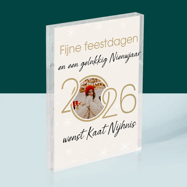 Fotocollage: Gelukkig Nieuwjaar - Acryl Blok
