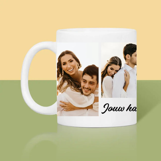 Fotocollage: 4 Foto'S En Handtekening - Mok