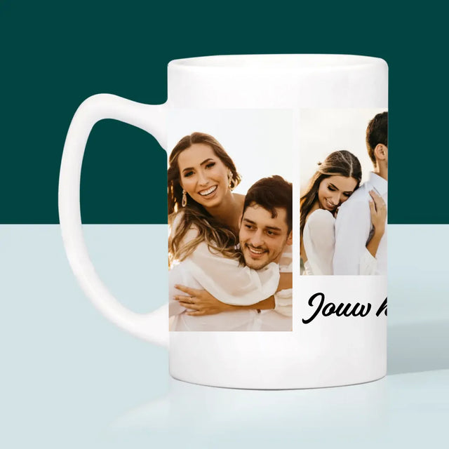 Fotocollage: 4 Foto'S En Handtekening - Mok