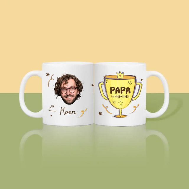 Foto En Handtekening: Papa Een Held - Mok