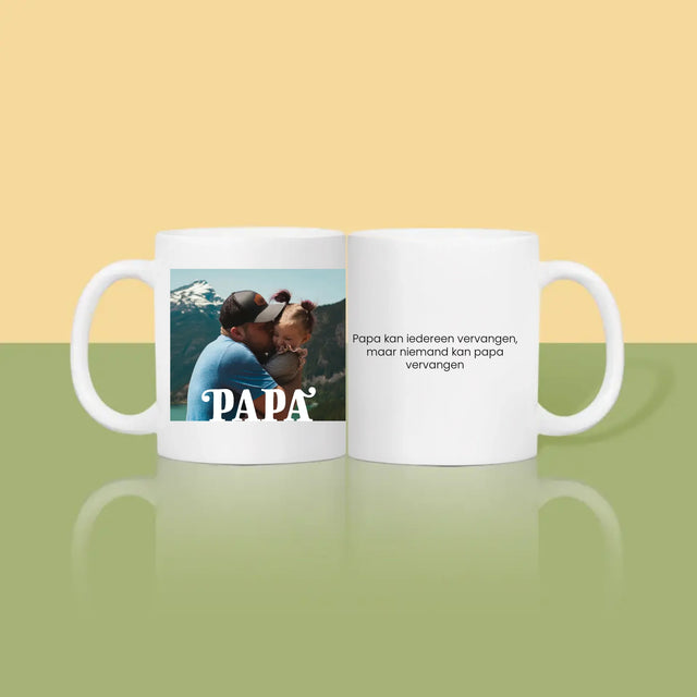 Foto En Handtekening: Onvervangbare Papa, Toewijding - Mok