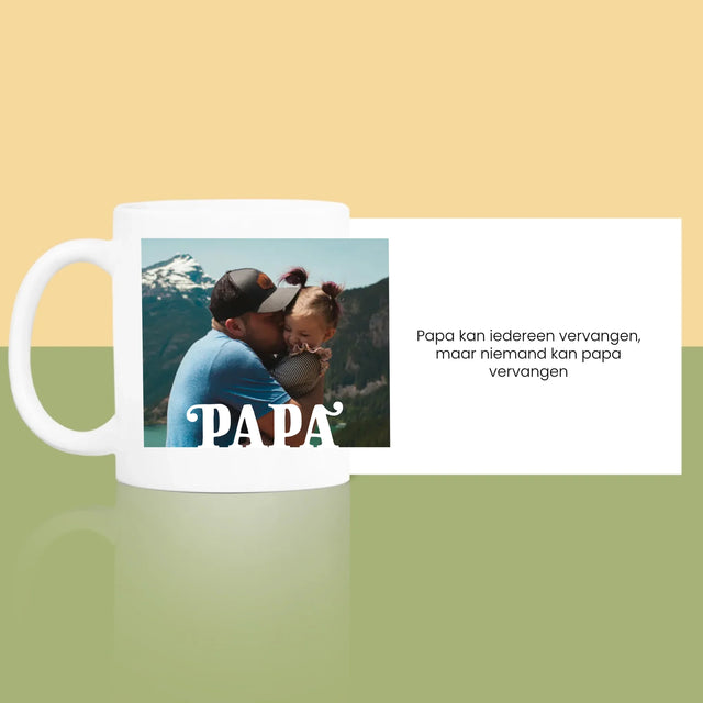 Foto En Handtekening: Onvervangbare Papa, Toewijding - Mok