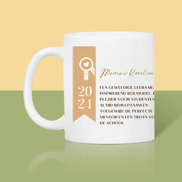 Foto En Handtekening: Diploma Voor De Leerkracht - Mok
