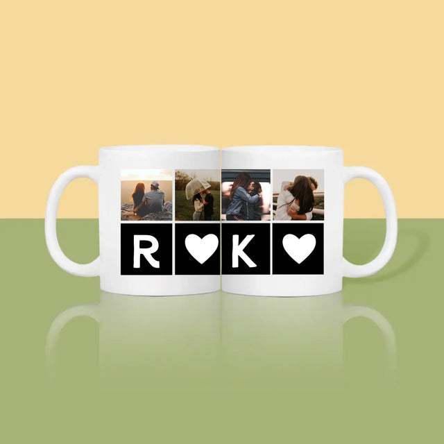 Fotocollage: Liefde Monogram Met Foto'S - Mok