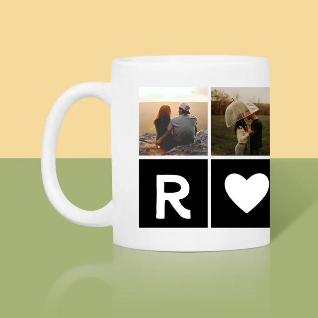 Fotocollage: Liefde Monogram Met Foto'S - Mok