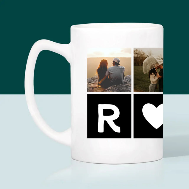 Fotocollage: Liefde Monogram Met Foto'S - Mok