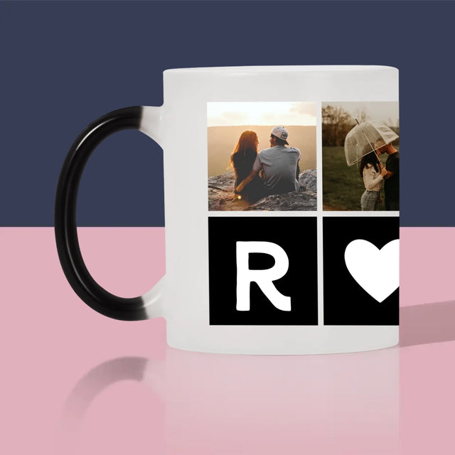 Fotocollage: Liefde Monogram Met Foto'S - Mok