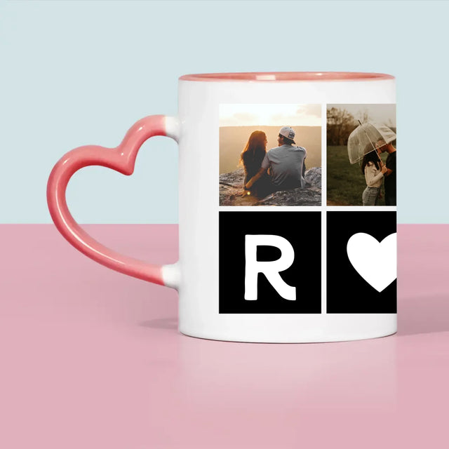 Fotocollage: Liefde Monogram Met Foto'S - Mok