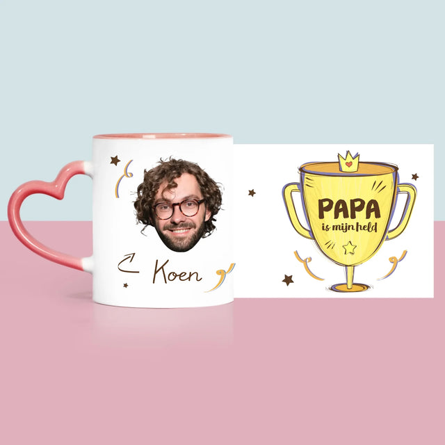 Foto En Handtekening: Papa Een Held - Mok