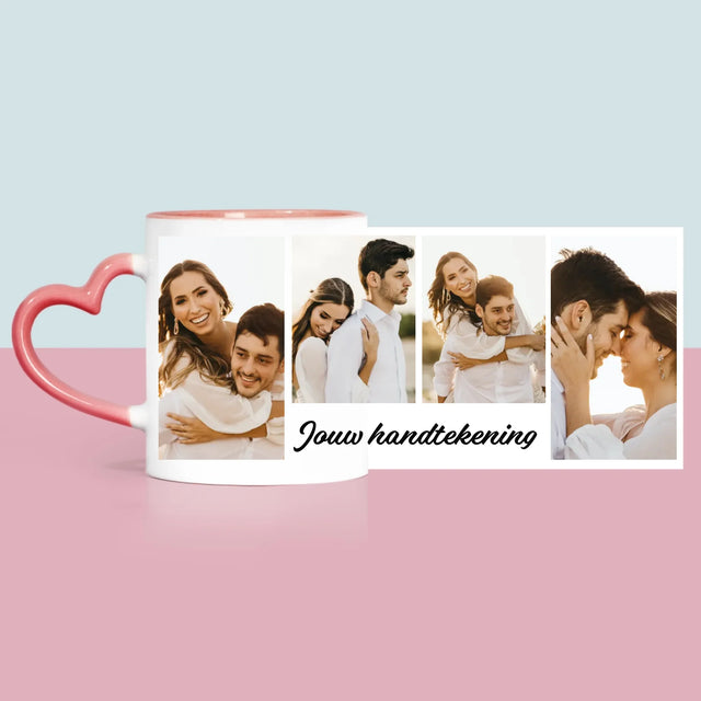 Fotocollage: 4 Foto'S En Handtekening - Mok