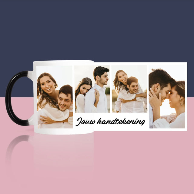 Fotocollage: 4 Foto'S En Handtekening - Mok