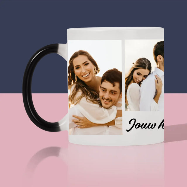 Fotocollage: 4 Foto'S En Handtekening - Mok