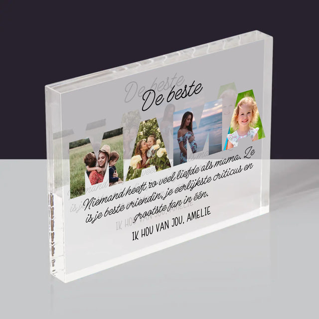 Woord Van Foto'S: De Beste Mama Ter Wereld - Acryl Blok