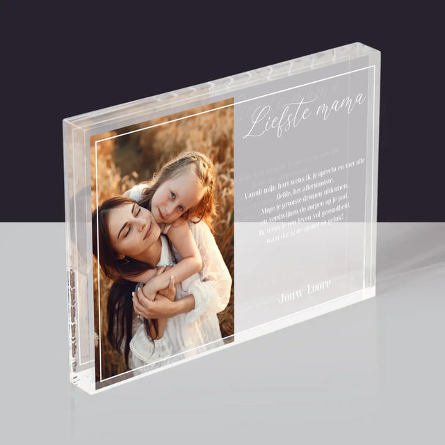 Foto En Handtekening: Liefste Mama - Acryl Blok