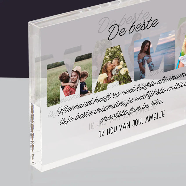 Woord Van Foto'S: De Beste Mama Ter Wereld - Acryl Blok