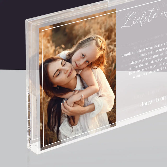 Foto En Handtekening: Liefste Mama - Acryl Blok