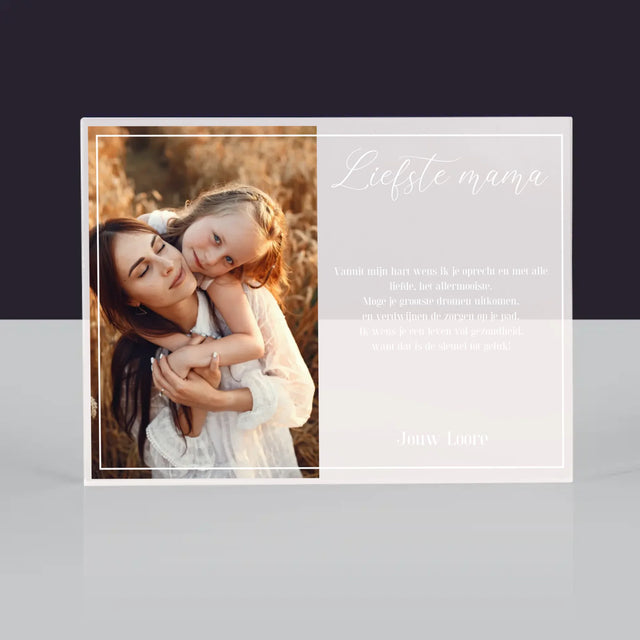 Foto En Handtekening: Liefste Mama - Acryl Blok