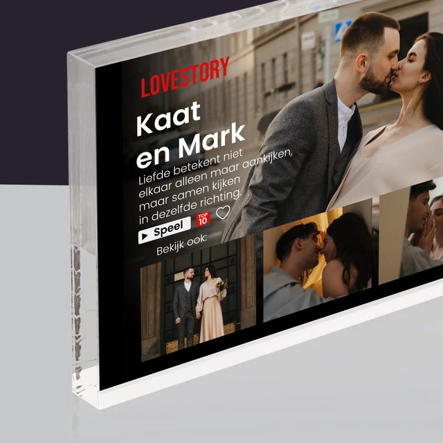 Fotocollage: Liefdesverhaal - Acryl Blok