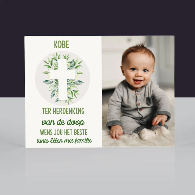 Foto En Handtekening: Doopsel, Blaadjes - Acryl Blok