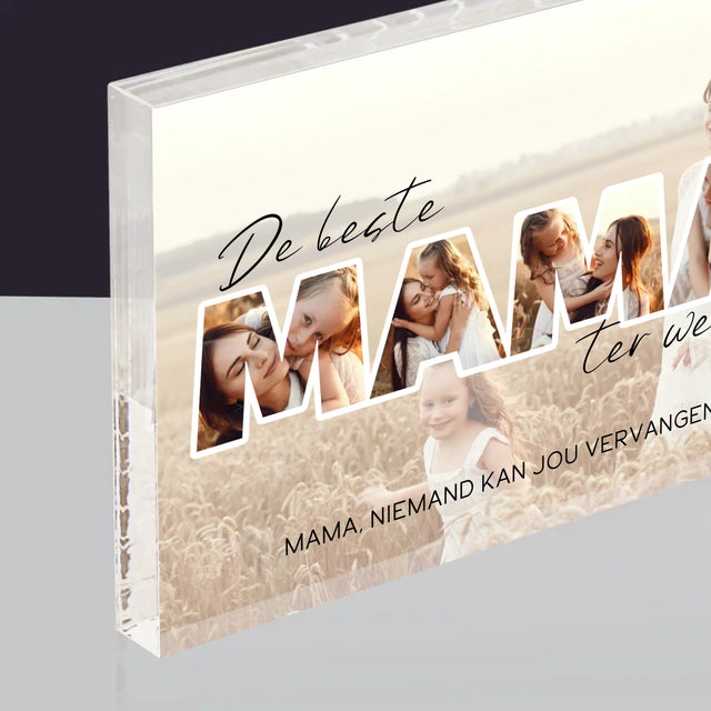 Woord Van Foto'S: Foto'S De Beste Mama Ter Wereld - Acryl Blok