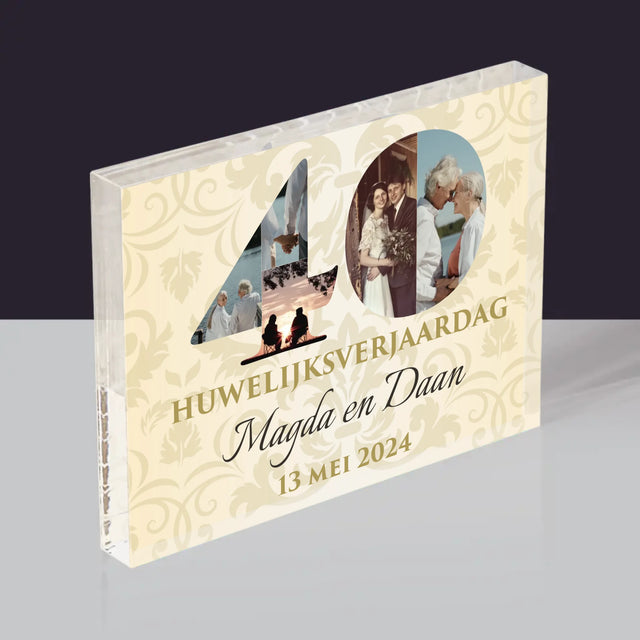 Woord Van Foto'S: 40Ste Huwelijksverjaardag - Acryl Blok