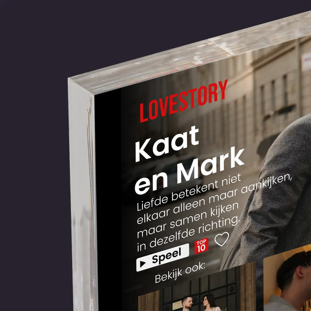 Fotocollage: Liefdesverhaal - Acryl Blok