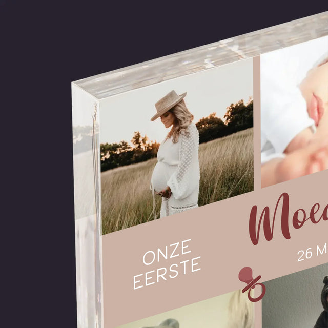 Fotocollage: Onze Eerste Moederdag Samen - Acryl Blok