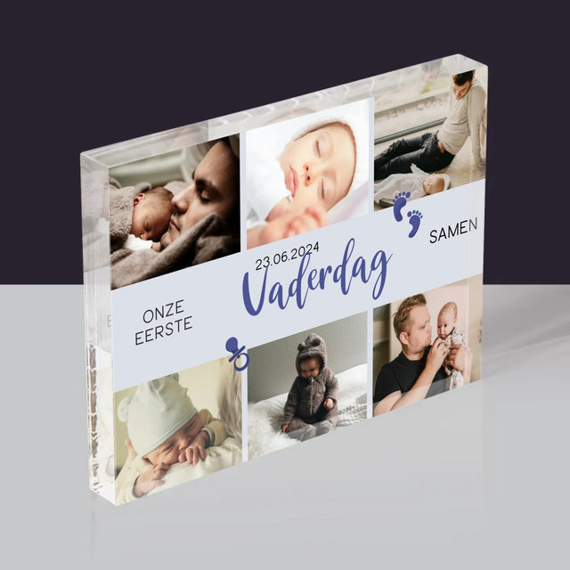 Fotocollage: Onze Eerste Vaderdag - Acryl Blok