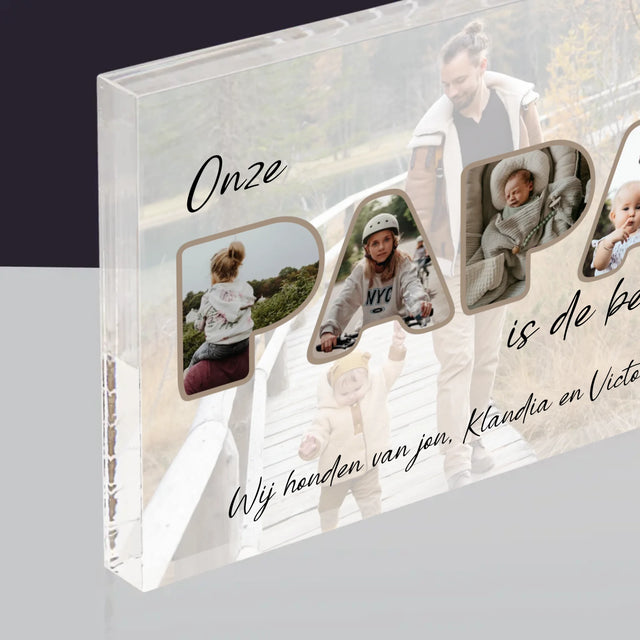 Woord Van Foto'S: Onze Papa Is De Beste - Acryl Blok