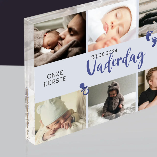 Fotocollage: Onze Eerste Vaderdag - Acryl Blok