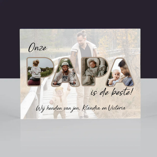 Woord Van Foto'S: Onze Papa Is De Beste - Acryl Blok